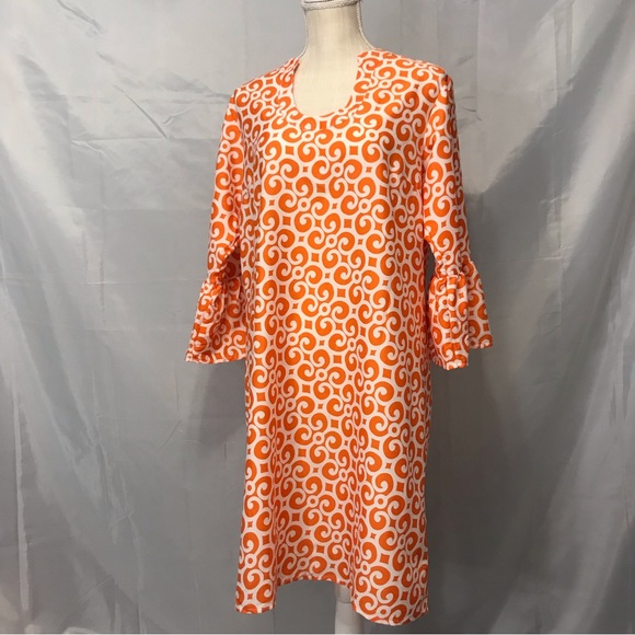 Buckhead Betties. Orange/white dress. Size XL. - Picture 4 of 7